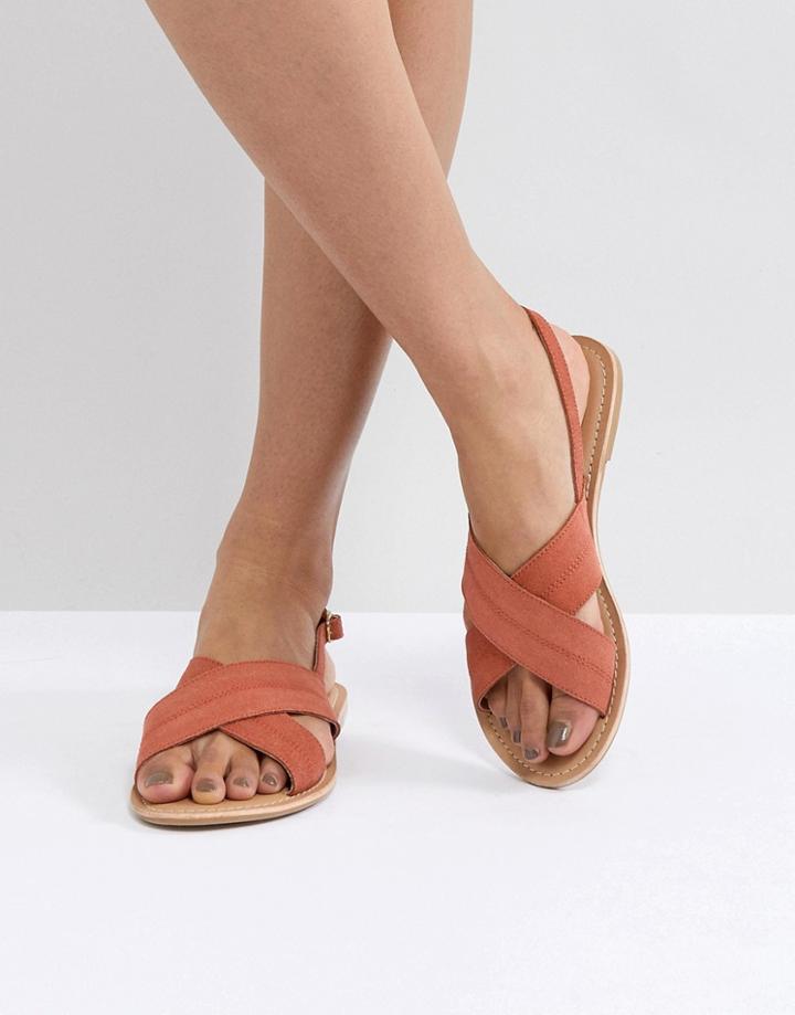 Park Lane Suede Flat Sandals - Orange
