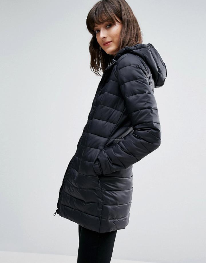 Jdy Mash Tube Quilted Hooded Jacket - Black