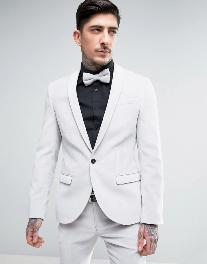 Noose & Monkey Super Skinny Suit Jacket In Velvet - White