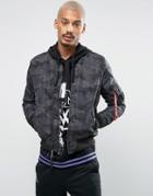 Alpha Industries Ma1-tt Bomber Jacket Slim Fit In Black Camo - Black