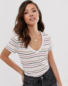 Abercrombie & Fitch Front Stripe Boyfriend T-shirt-white