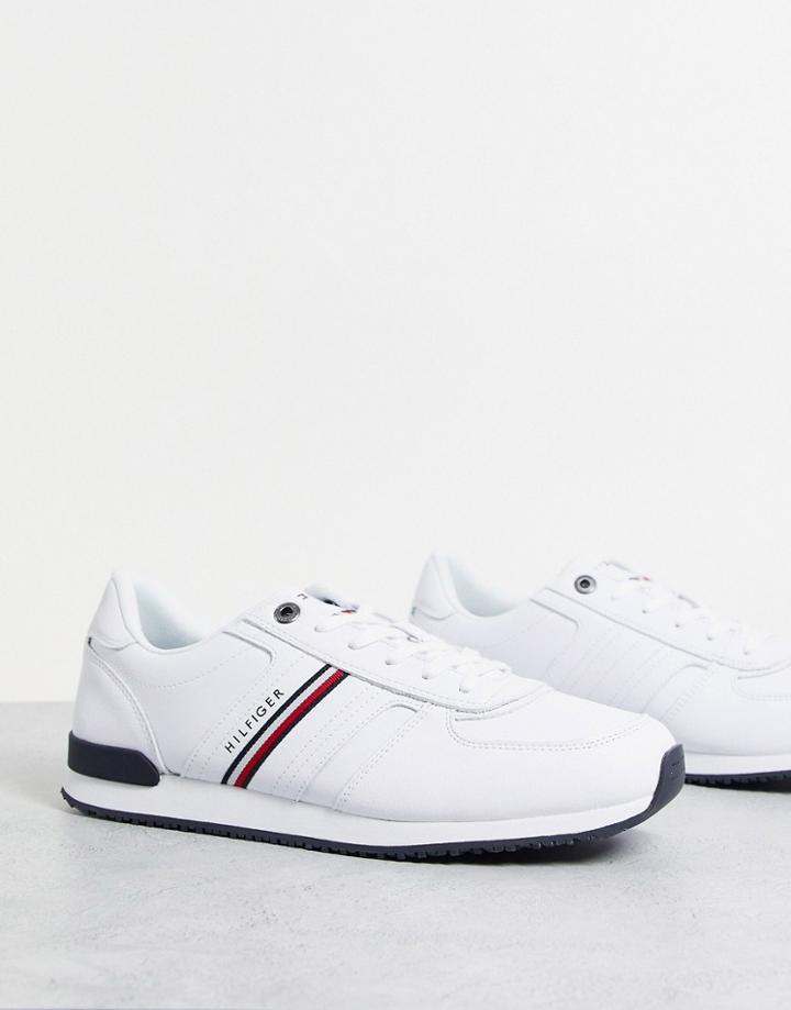Tommy Hilfiger Iconic Leather Runner Stripe Sneakers In White