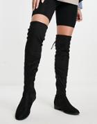 Public Desire Elle Over-the-knee Flat Boots In Black