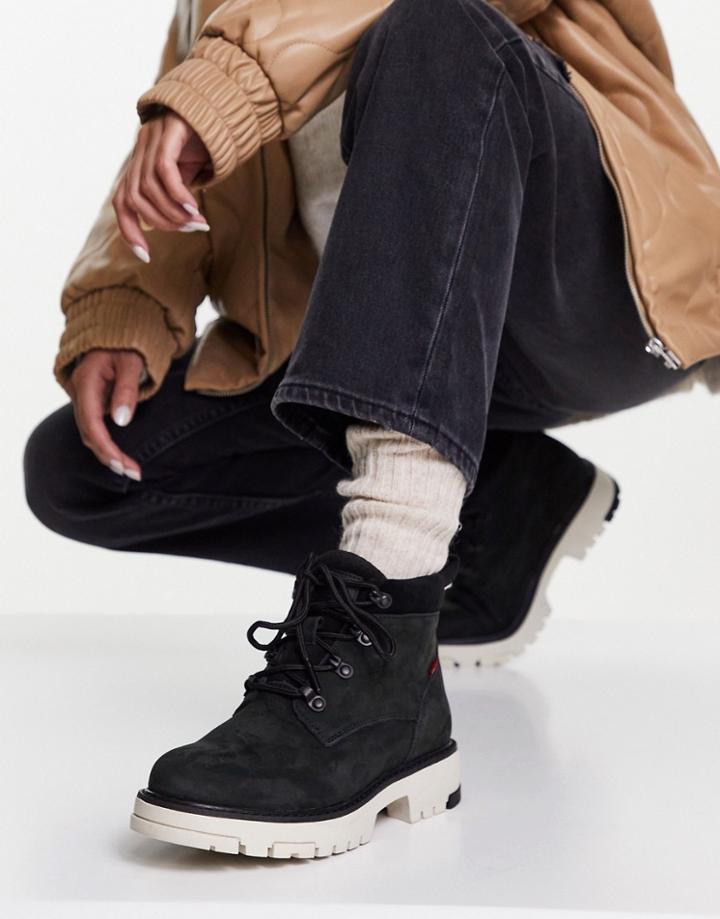 Levi's Suede Lace Up Ankle Boots In Black