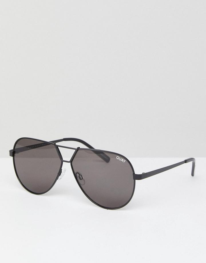 Quay Australia Supernova Hexagon Aviator Sunglasses In Black - Black