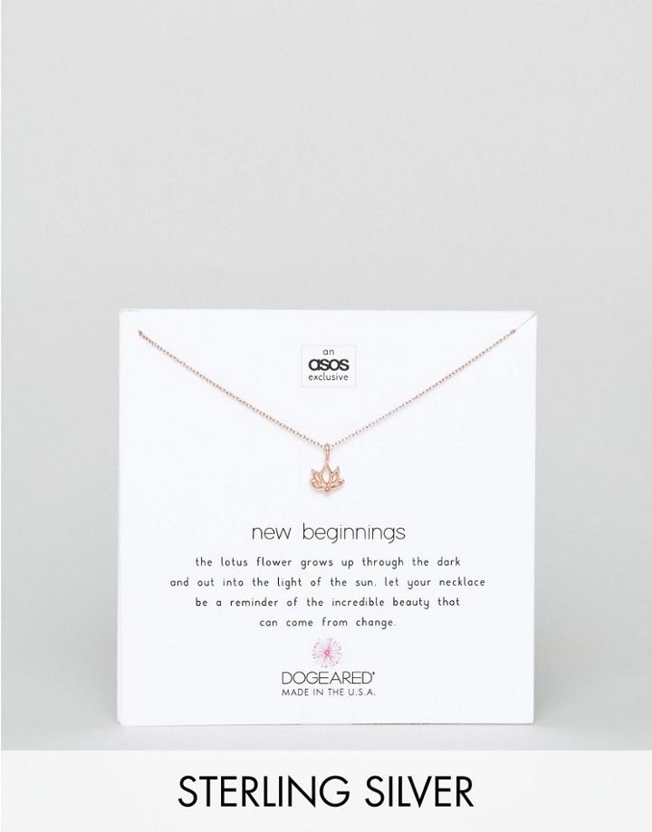 Dogeared X Asos Exclusive Rose Gold Plated New Beginnings Happy Lotus Necklace - Gold