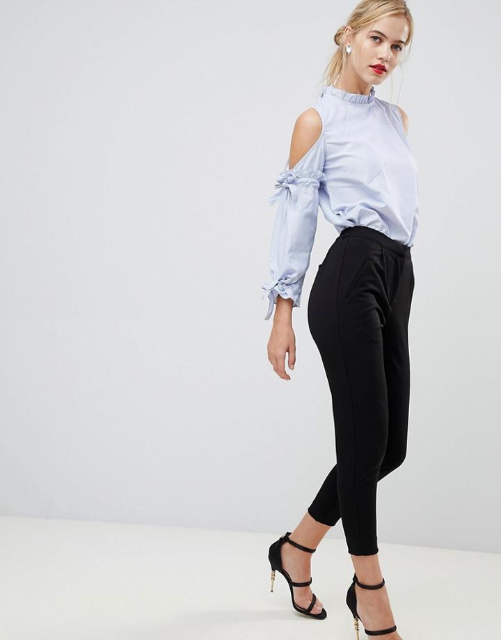 Y.a.s Cropped Pants With Front Split - Black