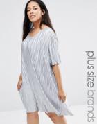 Alice & You Plisse T-shirt Swing Dress - Silver