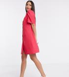 Glamorous Tall Mini Shirt Dress In Ditsy Strawberry-pink