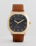 Bellfield Watch With Brown Strap And Gold Case - Brown
