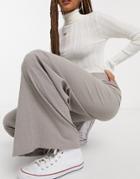 Miss Selfridge Textured Wide Leg Pants In Stone-neutral