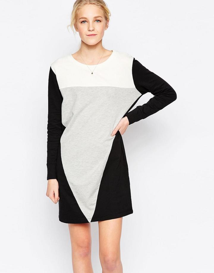 Jdy Color Block Sweat Dress - Black