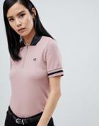 Fred Perry Vinyl Collar Pink Polo Shirt - Pink