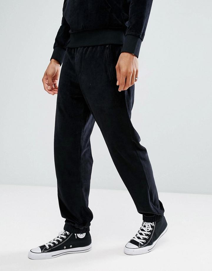 Primitive Skateboarding Velour Joggers In Straight Fit - Black