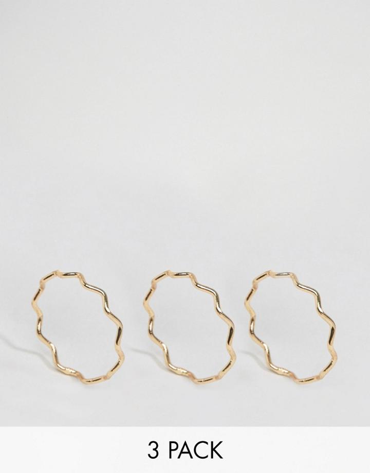 Asos Fine Wave Stack Rings - Gold