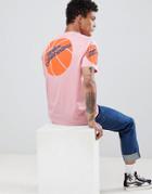 Asos Design Harlem Globetrotters Relaxed Longline T-shirt - Pink