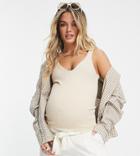 Asos Design Maternity Knit V Neck Cami In Stone-neutral