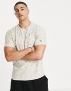 Champion Paint Splattered Logo T-shirt In Beige-neutral