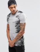 Asos Muscle T-shirt With Glitchy Print - Gray