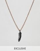 Icon Brand Feather Pendant Necklace In Rose Gold Exclusive To Asos - Gold