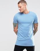 Asos Longline Muscle T-shirt In Blue Marl - Skylight Blue Ml