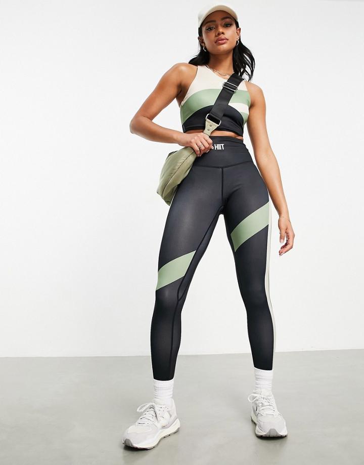 Hiit Color Block Legging In Black And Khaki