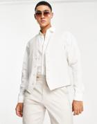 French Connection White Slim Fit Linen Suit Vest-neutral
