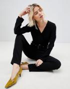 Unique 21 Black Jumpsuit With Belt - Black