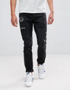 Only & Sons Carrot Fit Jeans With Badge Details - Black