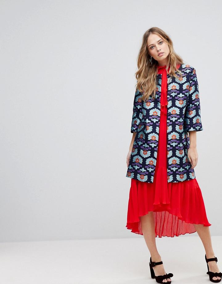 Traffic People Jacquard Coat - Navy