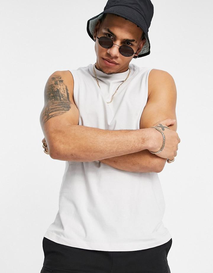 Asos Design Organic Relaxed Tank With Dropped Armhole In Off White