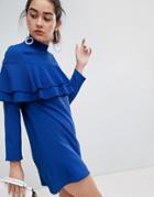 Rage Double Frill Layer Dress - Blue