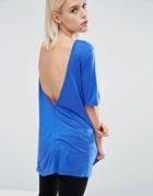 Asos V Back T-shirt With Short Sleeve - Blue