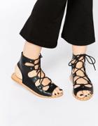 Asos Faye Guilly Tie Leather Sandals - Black