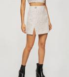 Miss Selfridge Petite Set Boucle Mini Skirt With Pearl Detail In White