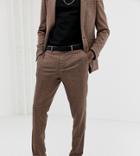 Heart & Dagger Skinny Fit Suit Pants In Tattersall Check-brown