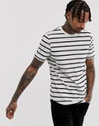 Another Influence Fitted Stripe Curved Hem T-shirt - Black