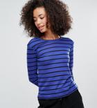 Monki Stripe Long Sleeve Stripe T-shirt - Blue