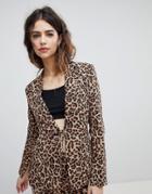 Unique 21 Boyfriend Fit Blazer In Leopard Print Co-ord - Multi