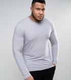 Asos Design Plus Muscle Fit Long Sleeve T-shirt With Crew Neck In Gray Marl - Gray
