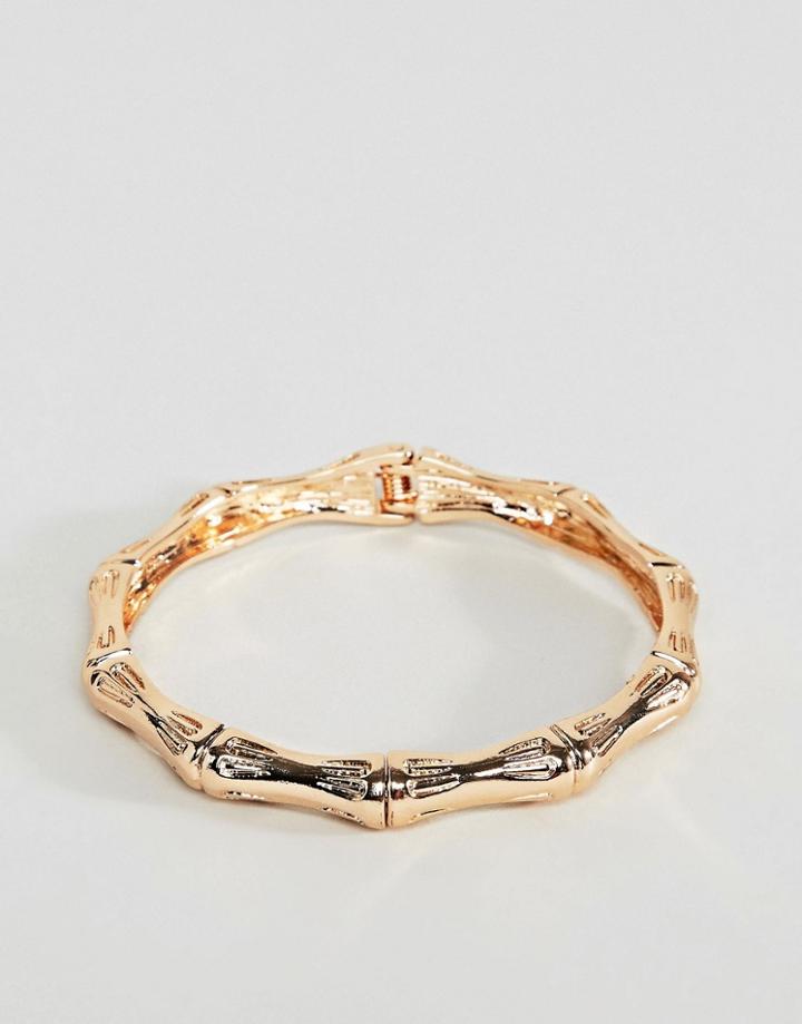 Asos Design Bangle Bracelet With Chunky Textured Vintage Detail In Gold - Gold