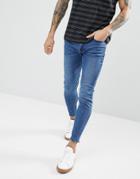 Only & Sons Skinny Jeans With Open Hems - Blue