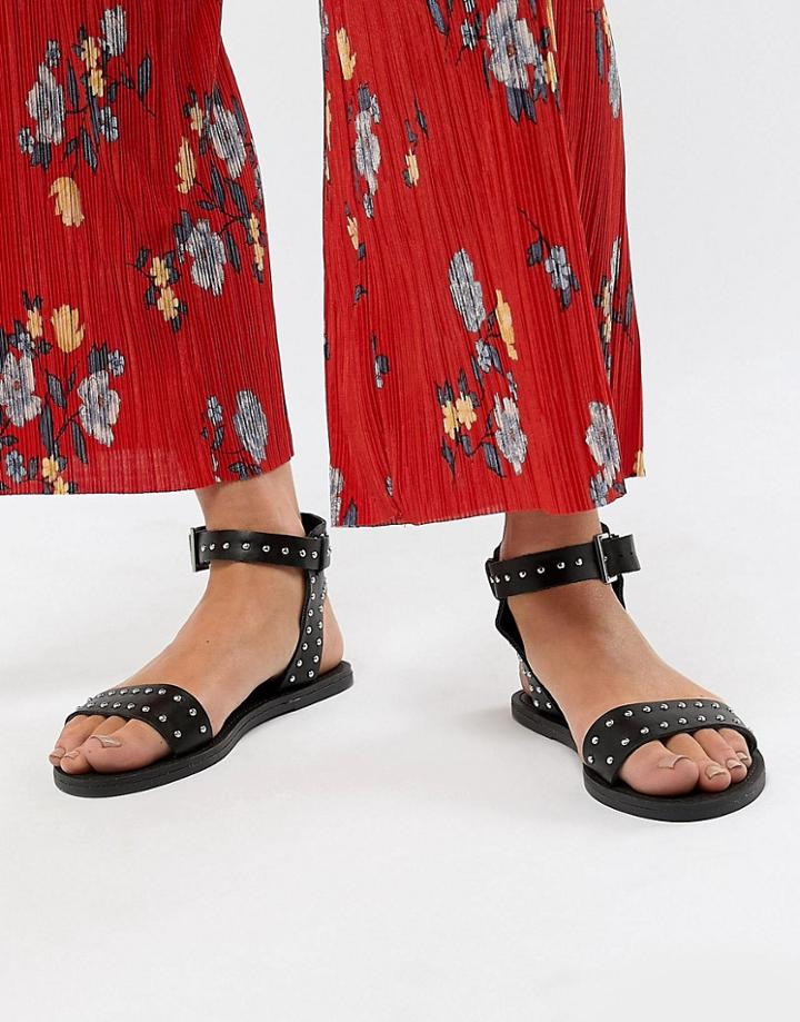 New Look 2-part Stud Flat Sandal - Black
