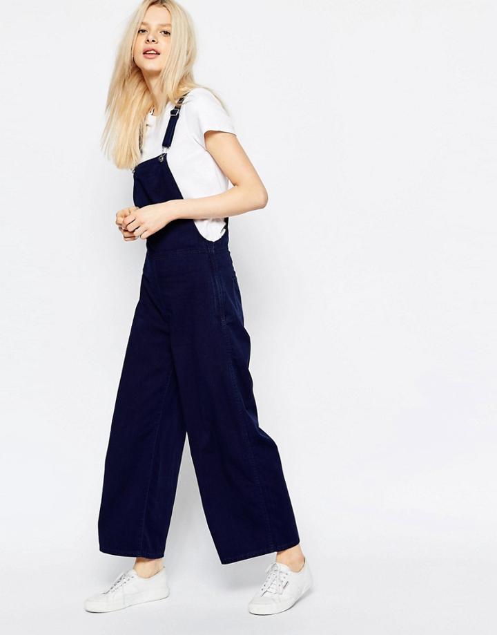 Monki Wide Leg Overalls - Blue