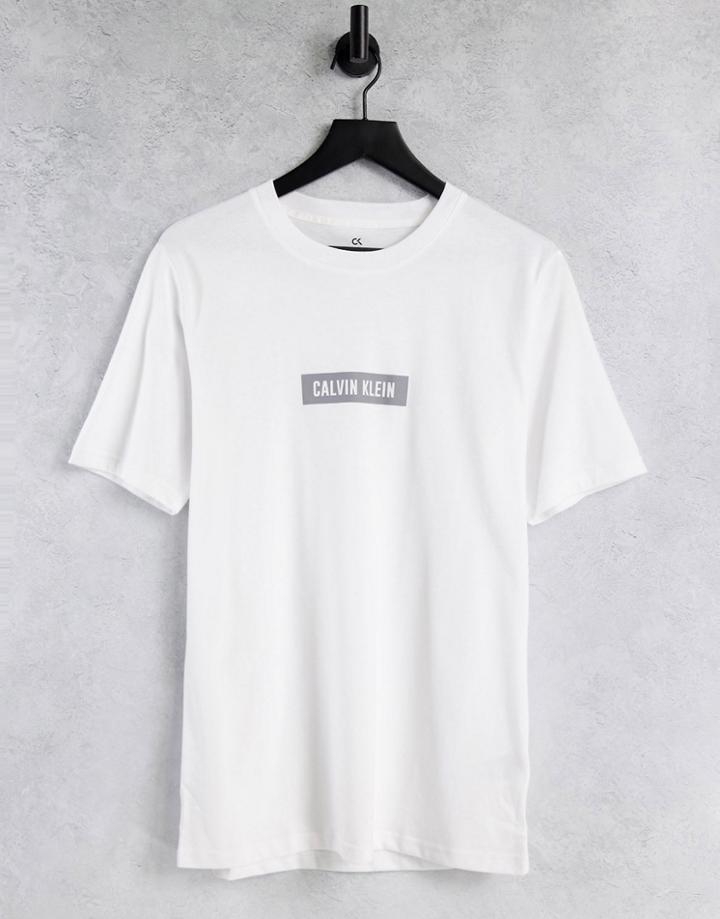 Calvin Klein Reflective Box Logo T-shirt In Bright White