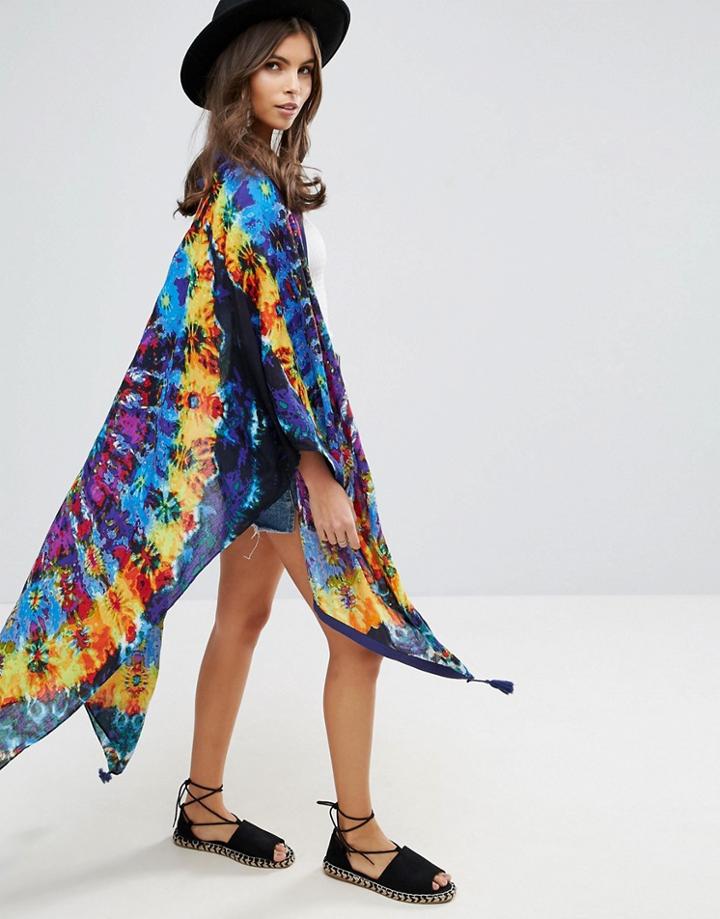 Asos Tie Dye Kimono Cape - Multi