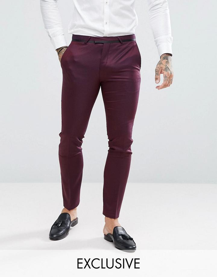 Noose & Monkey Super Skinny Suit Pants In Flocking - Red