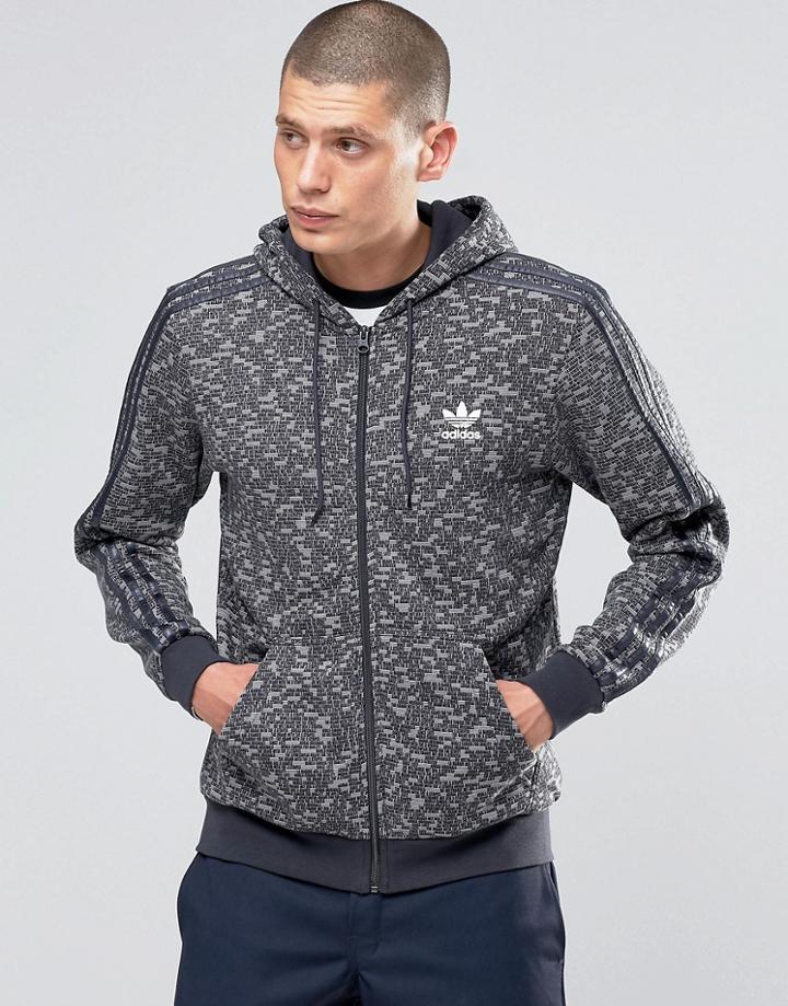 Adidas Originals Mix Logo Hoodie In Gray Ay8357 - Gray