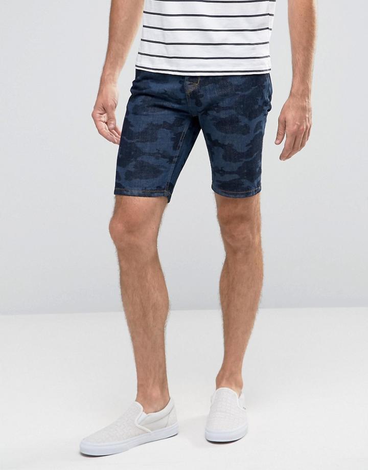 Hoxton Denim Shorts Night Camo - Navy