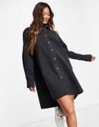 Asos Design Denim Oversized Shirt Dress In Black